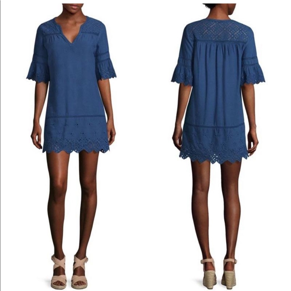 VINEYARD VINES Navy Cotton Eyelet Dress